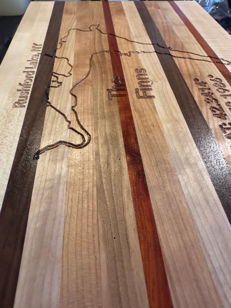 Handcrafted personalized hardwood cutting board by All In Fine Wood