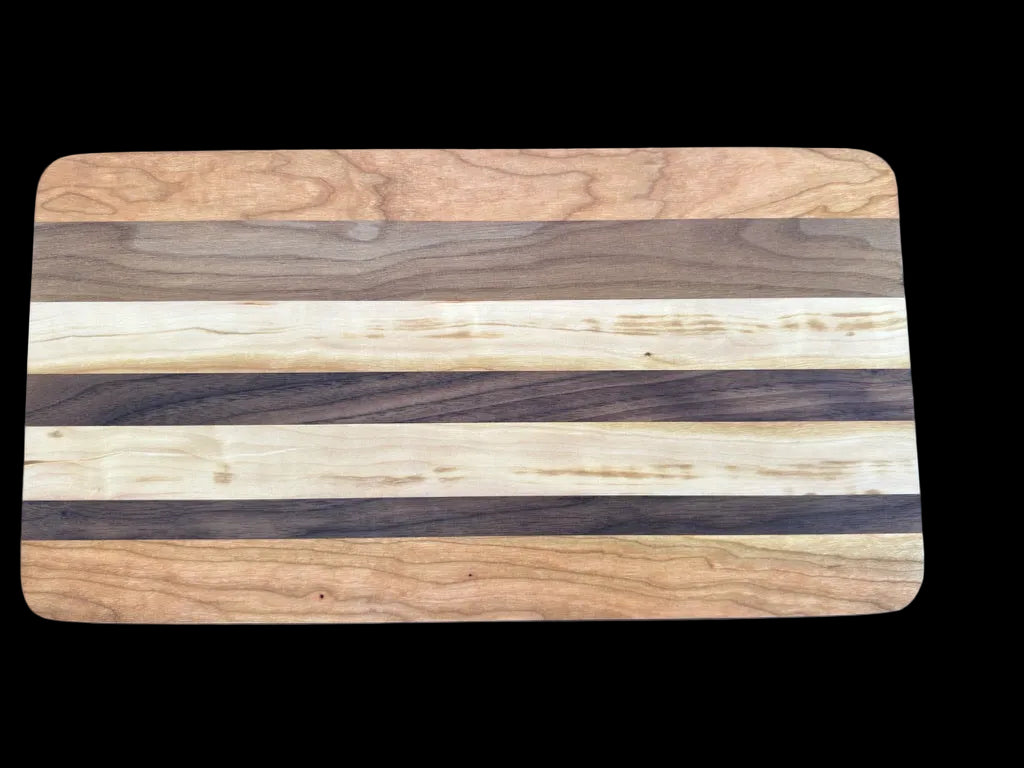 Face grain walnut maple cherry charcuterie board with juice groove