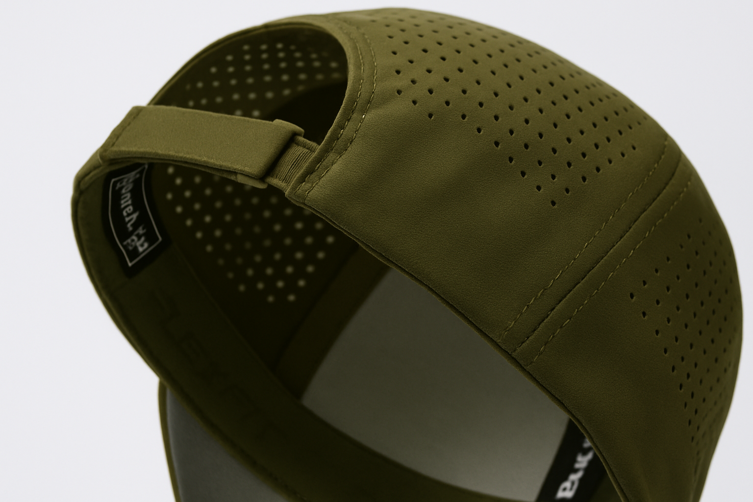 Loden green perforated cap detail