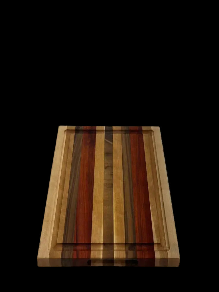 Edge grain cutting board made from walnut maple and cherry